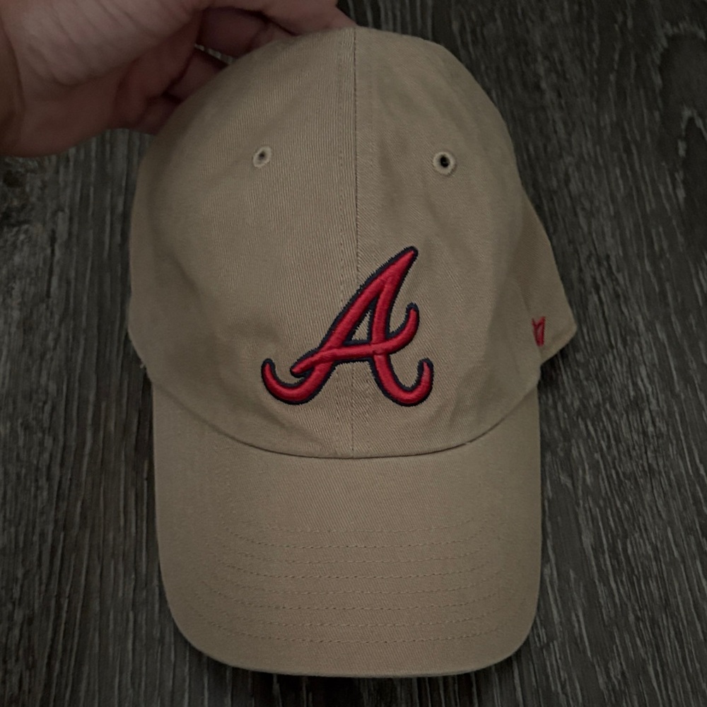 Tan Baseball Cap with Red Logo